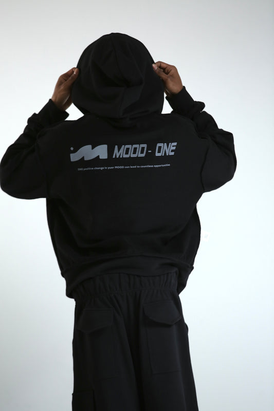 Felpa crop cappuccio REVERSIBILE nera