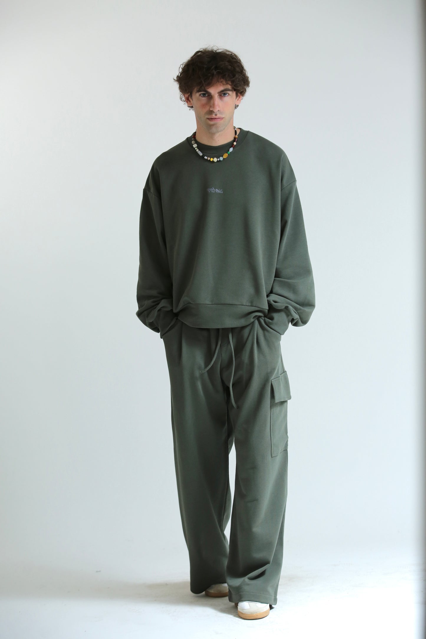 Pantalone Baggy felpa tasconato verde