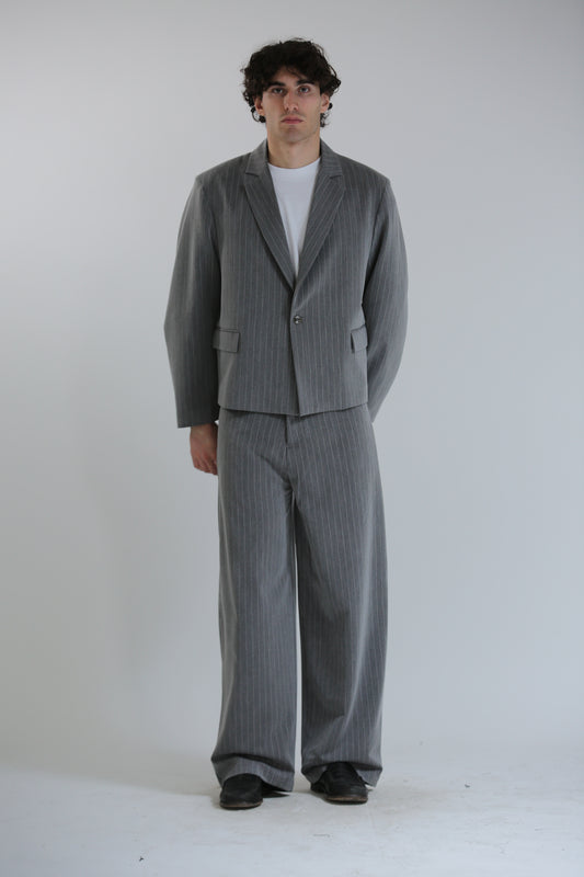 Pantalone Baggy grigio gessato