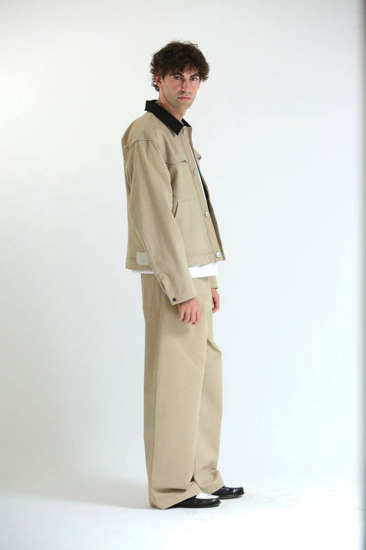 Pantalone Baggy in cotone beige