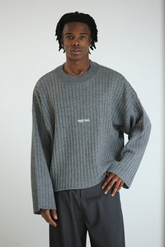 Maglione crop logo grigio