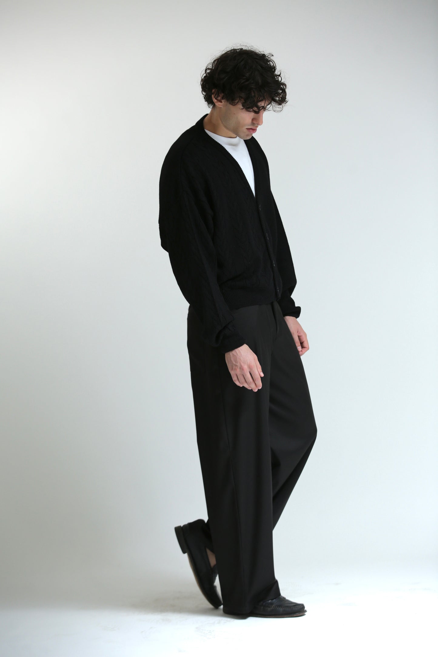 Cardigan crop metà intrecciato nero