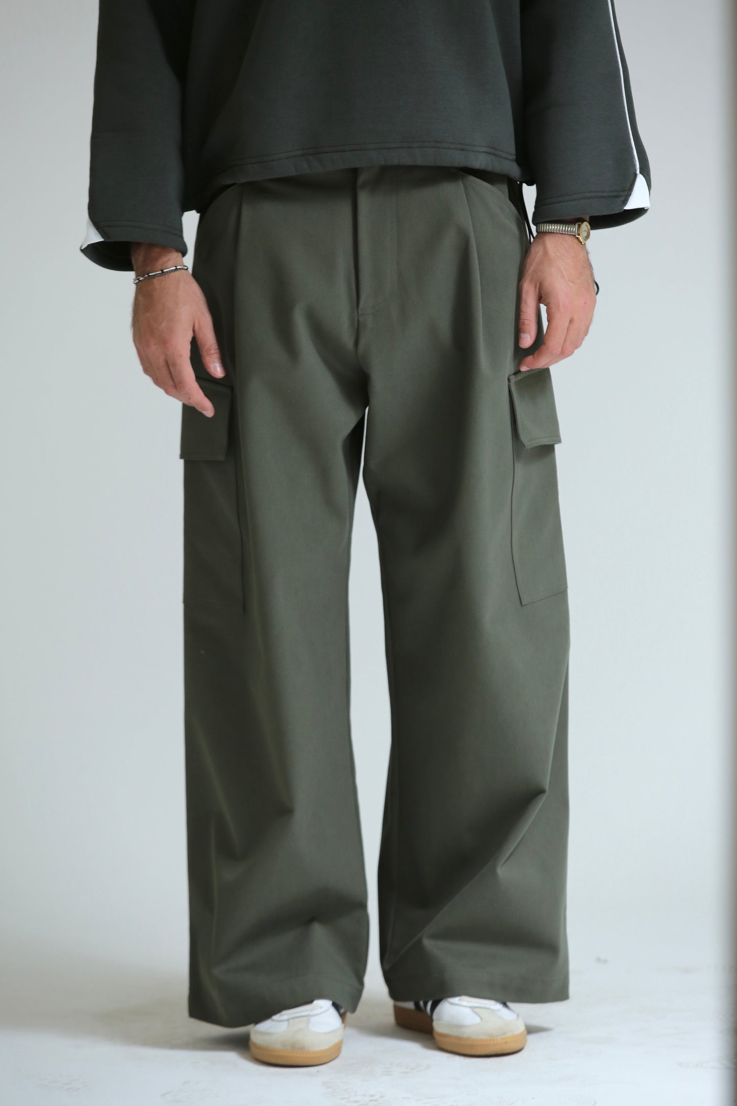 Pantalone cargo cotone verde