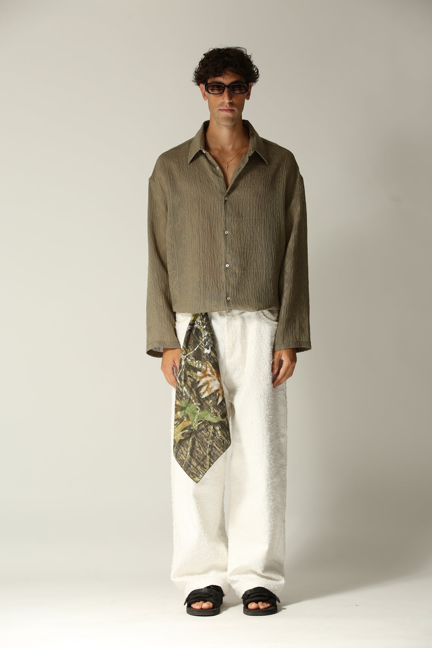 Camicia etnica manica lunga verde