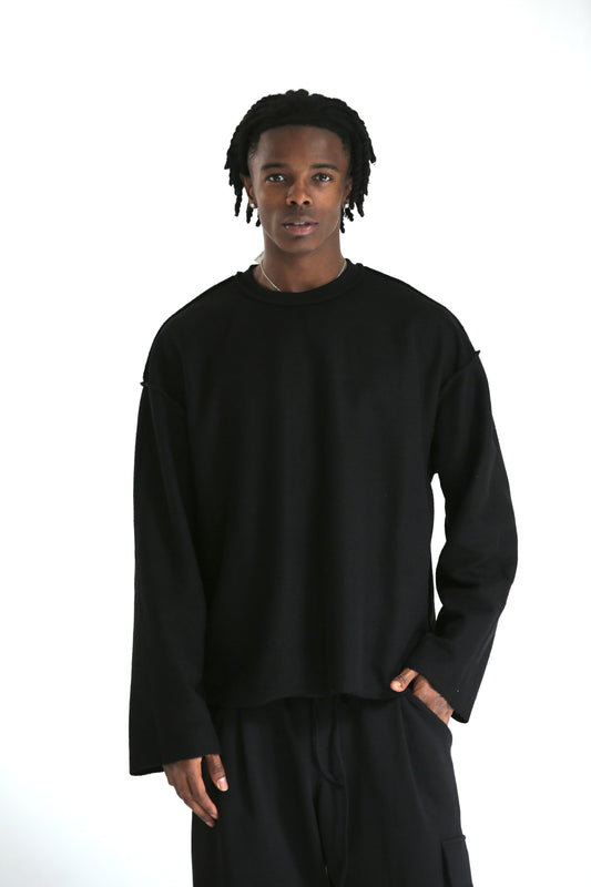 Long sleev REVERSIBILE taglio vivo nero