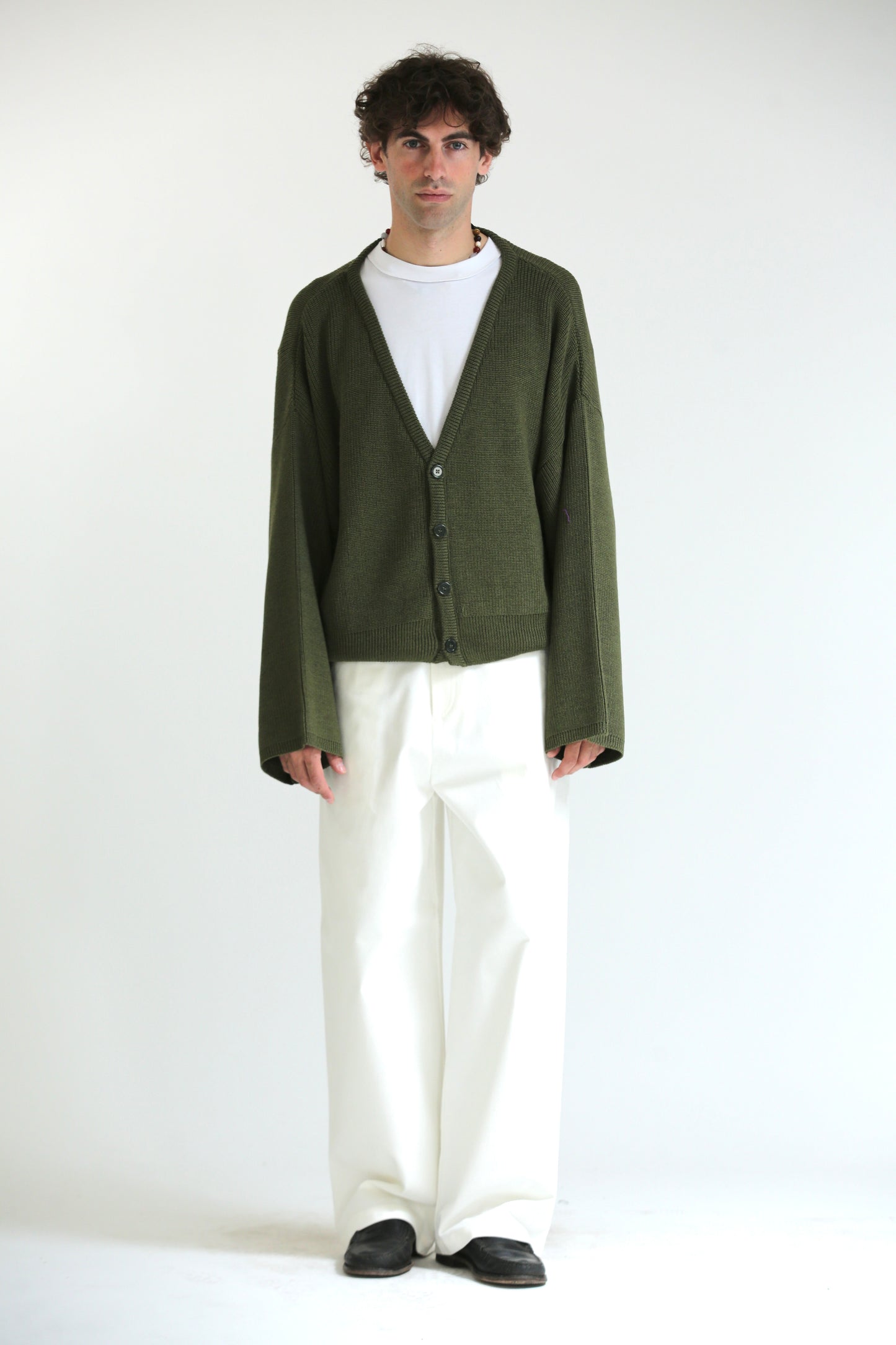 Cardigan crop over verde