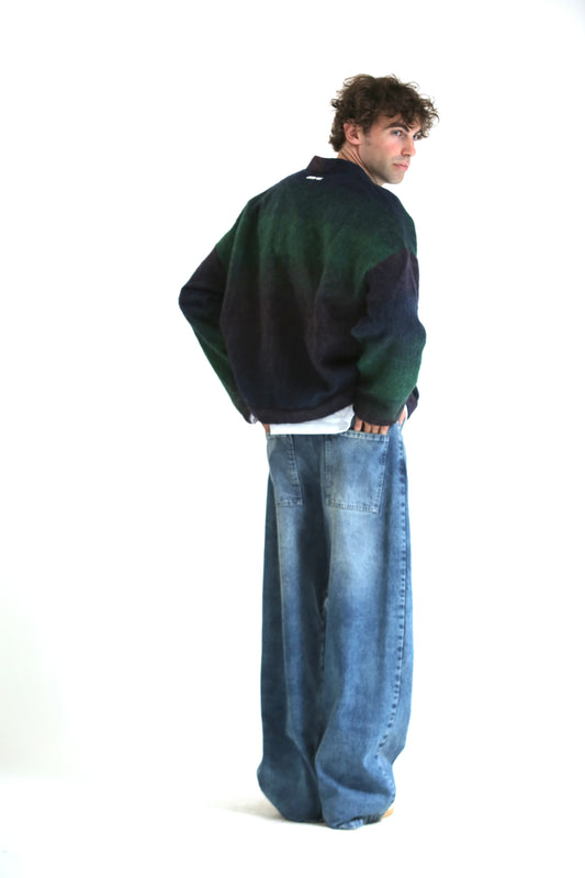 Cardigan mohair viola blu verde