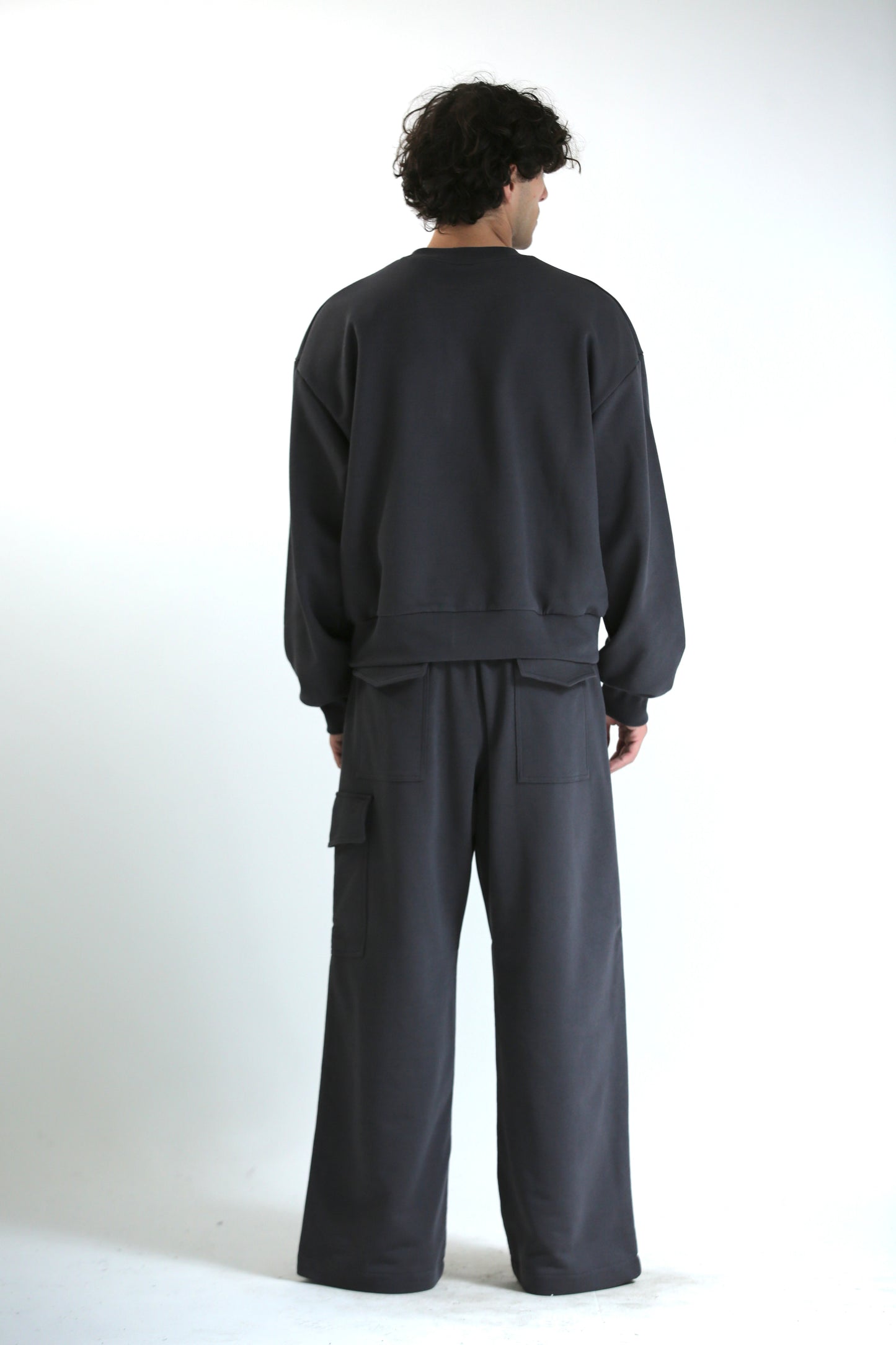 Pantalone baggy felpa tasconato piombo
