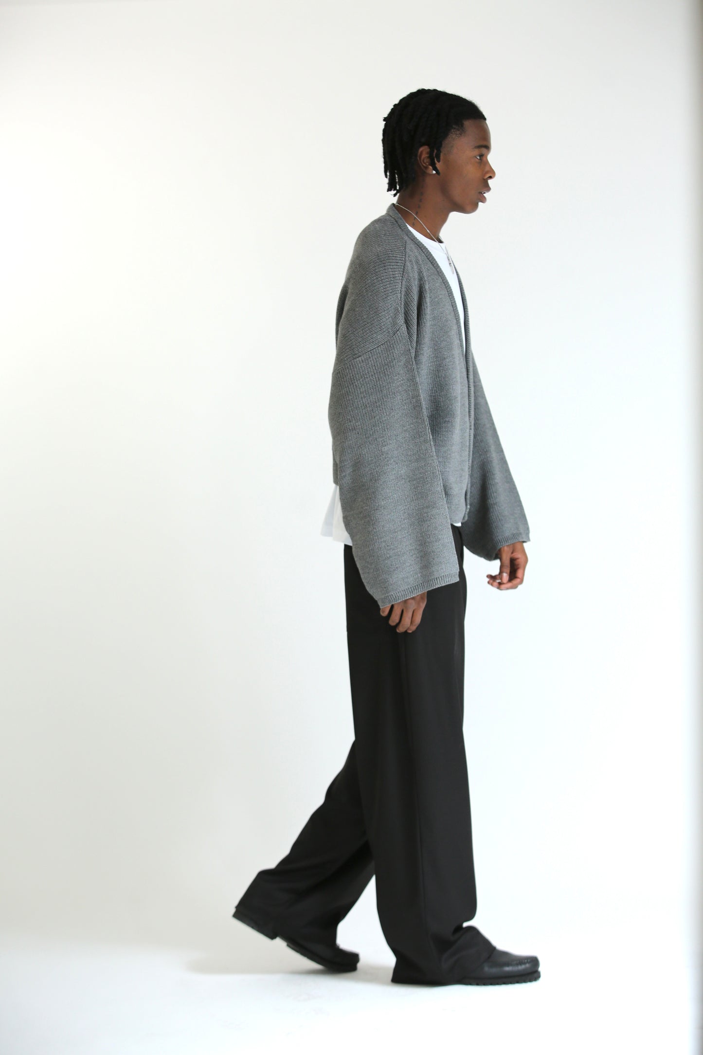 Cardigan crop over grigio