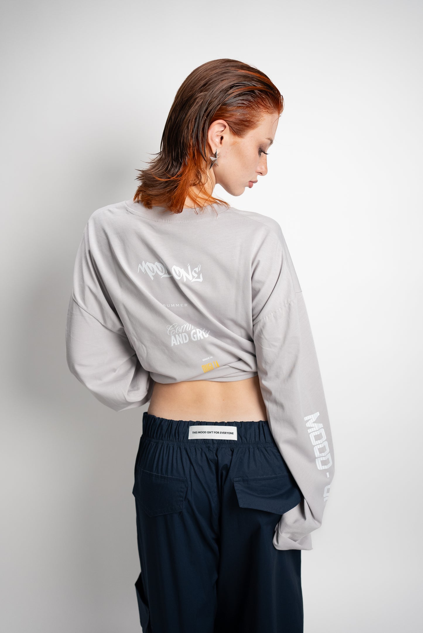 Long sleev unisex grigio perla