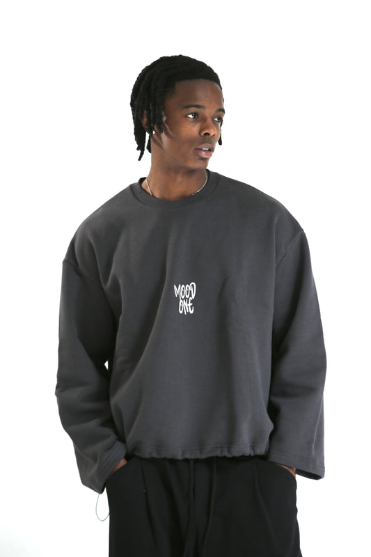 Felpa crop girocollo piombo