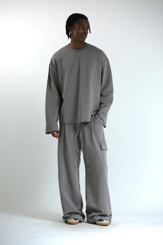 Pantalone Baggy felpa tasconato grigio