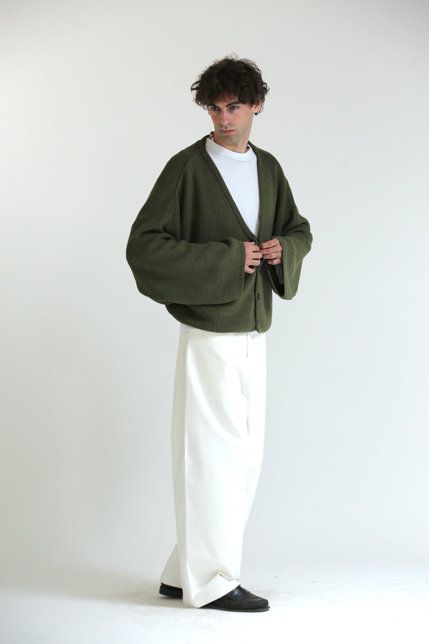 Cardigan crop over verde