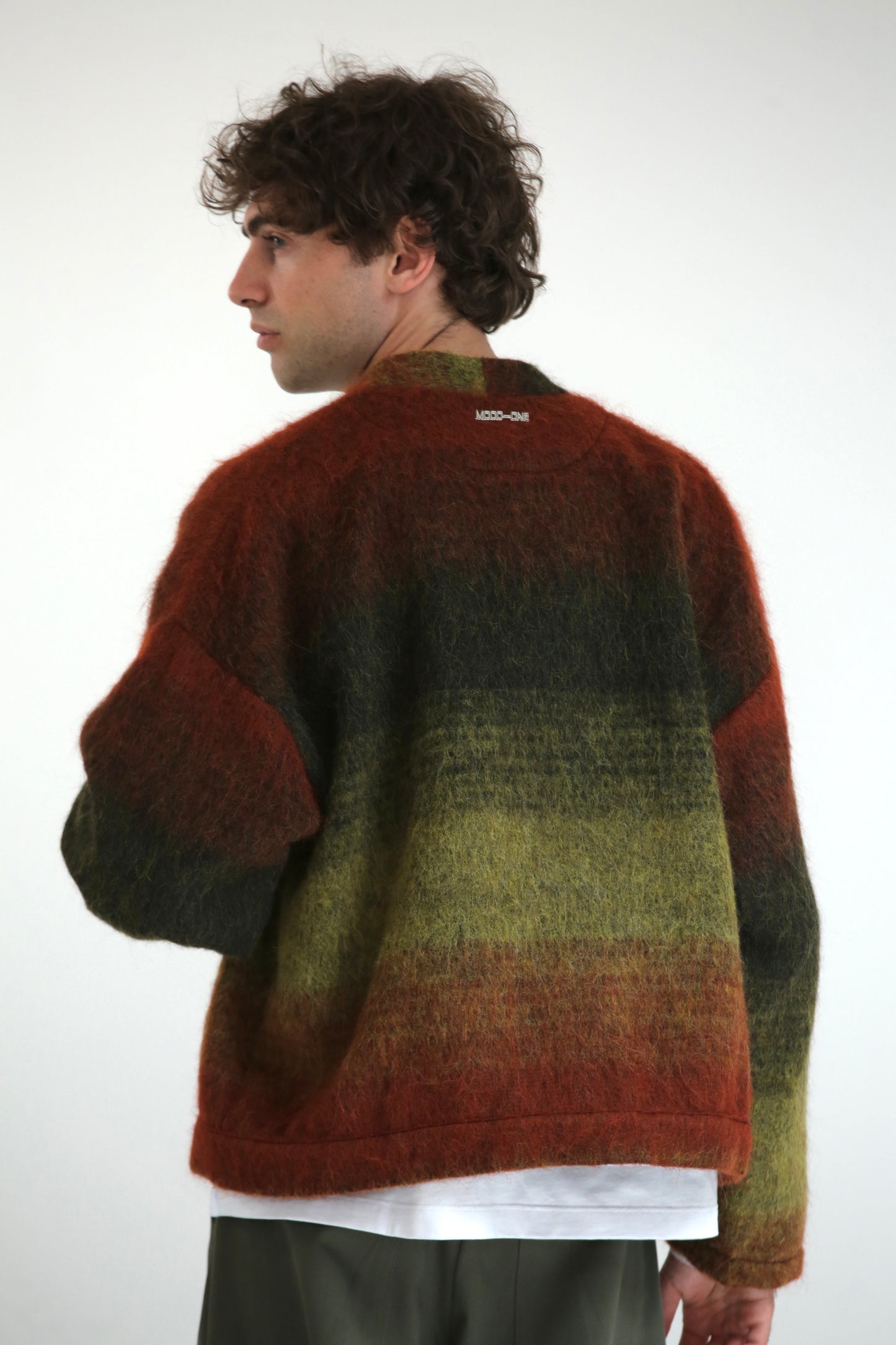 Cardigan mohair verde rosso
