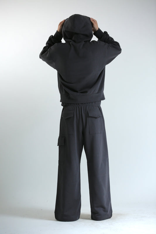 Felpa crop REVERSIBILE cappuccio piombo