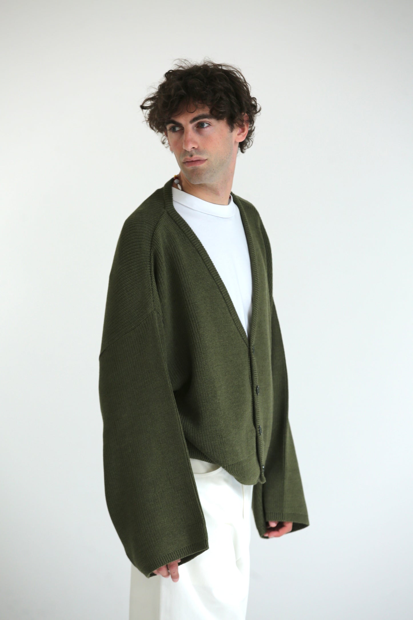 Cardigan crop over verde