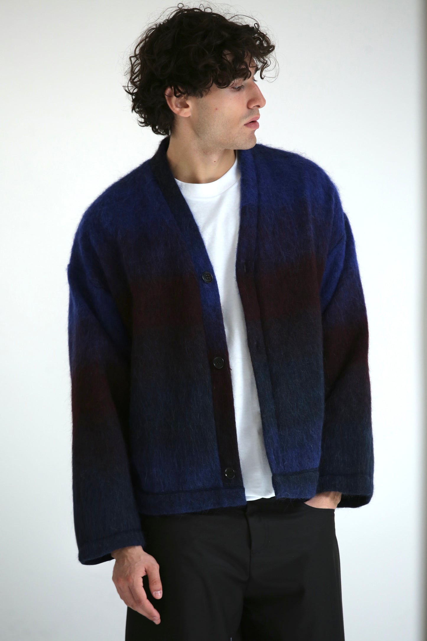 Cardigan mohair blu rosso