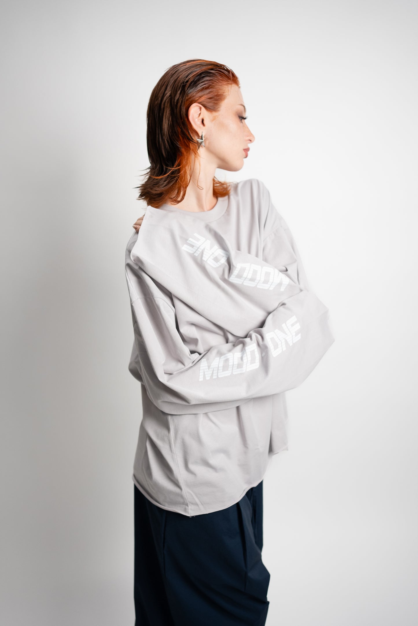 Long sleev unisex grigio perla