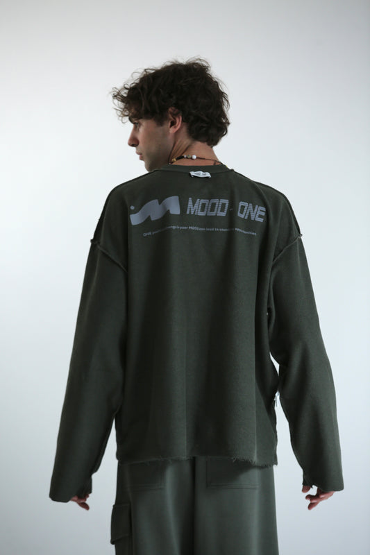 Long sleeve felpa verde REVERSIBILE