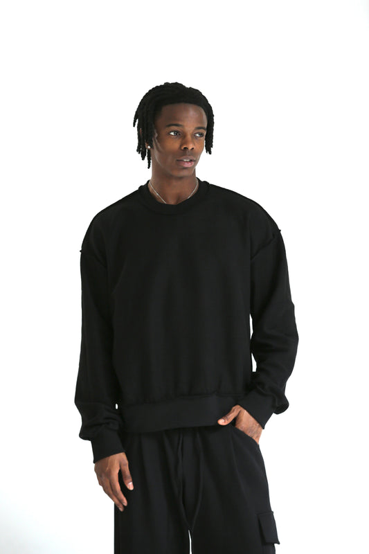 Felpa crop REVERSIBILE nero