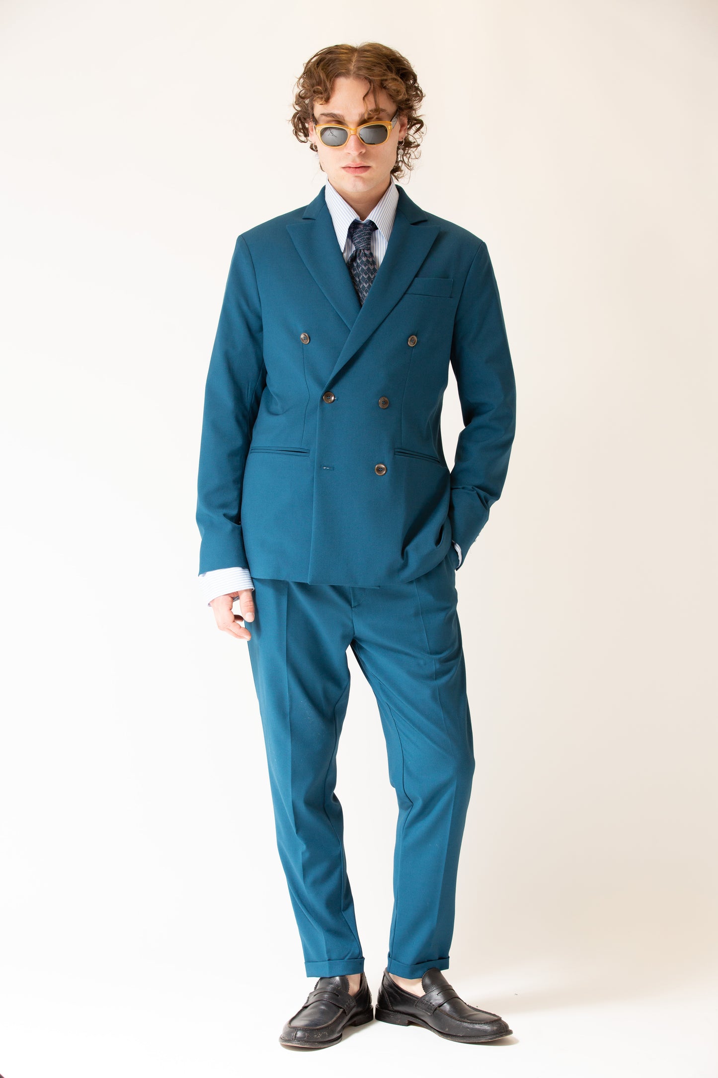 Pantalone fondo stretto ottanio uomo