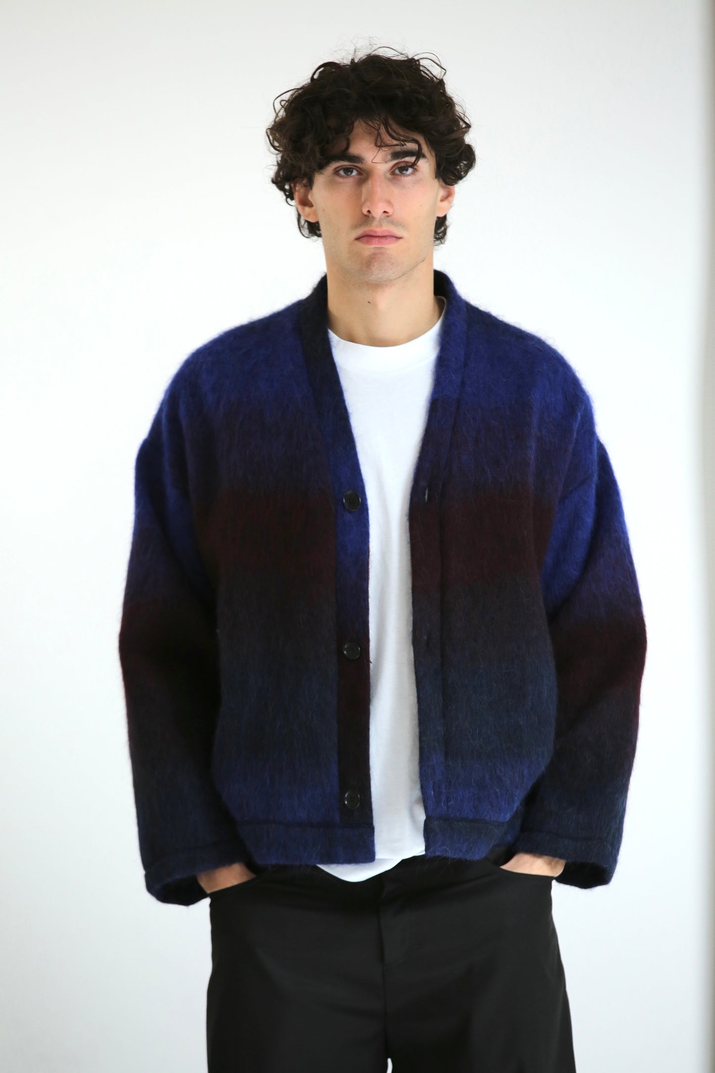 Cardigan mohair blu rosso