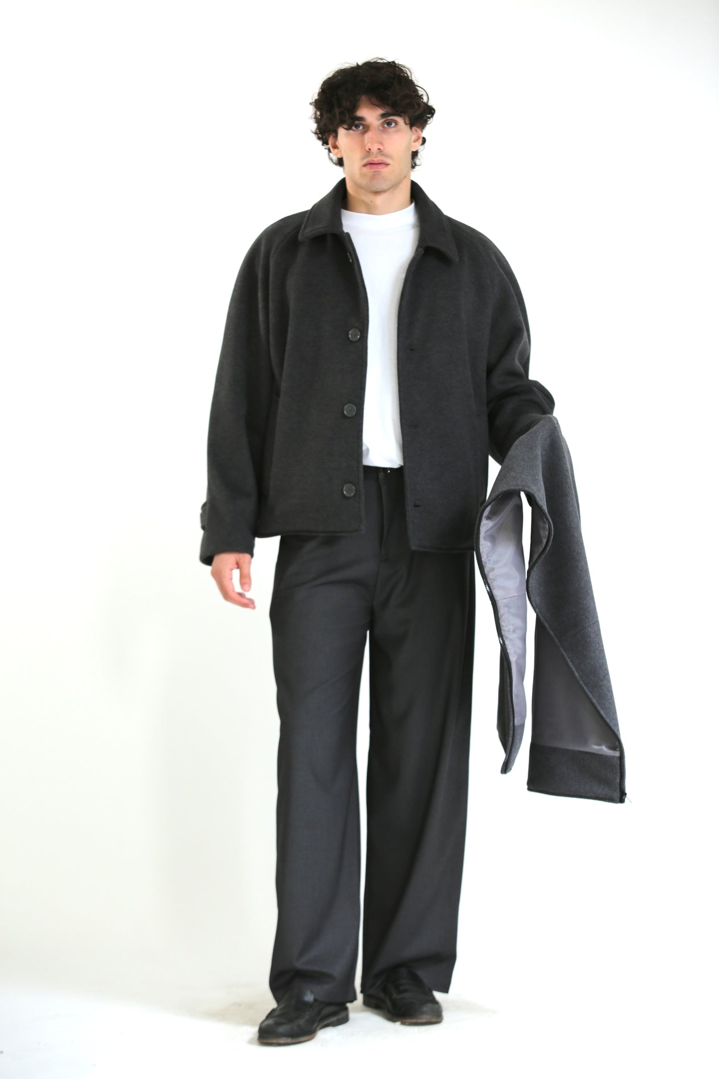 Cappotto lungo/corto panno grigio