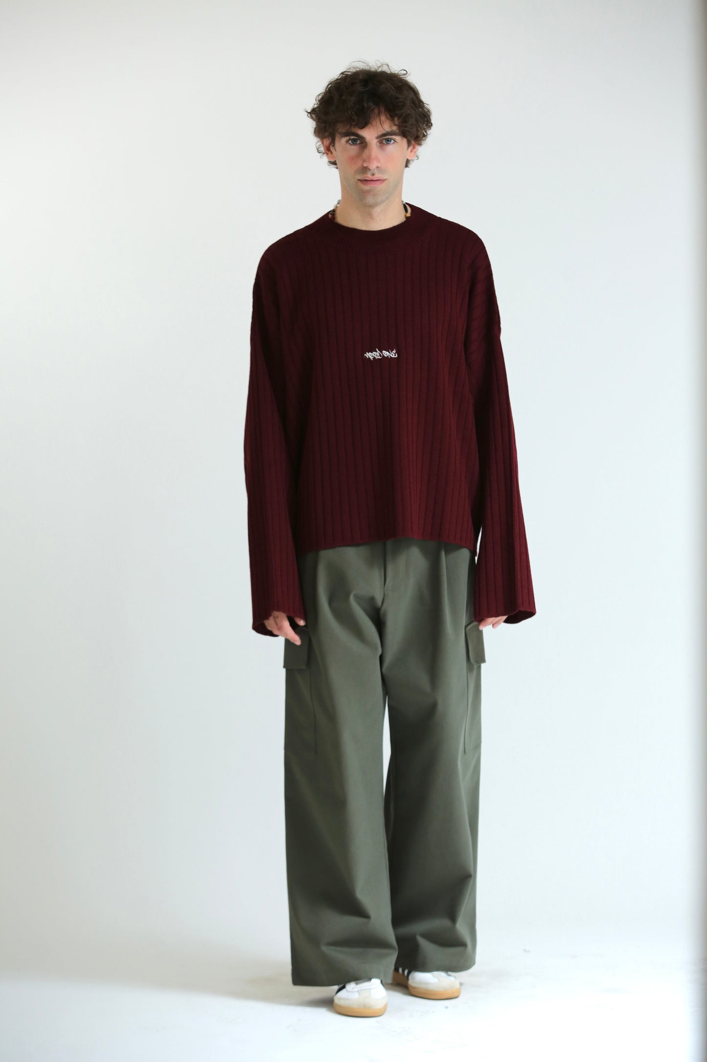 Maglione crop logo bordeaux