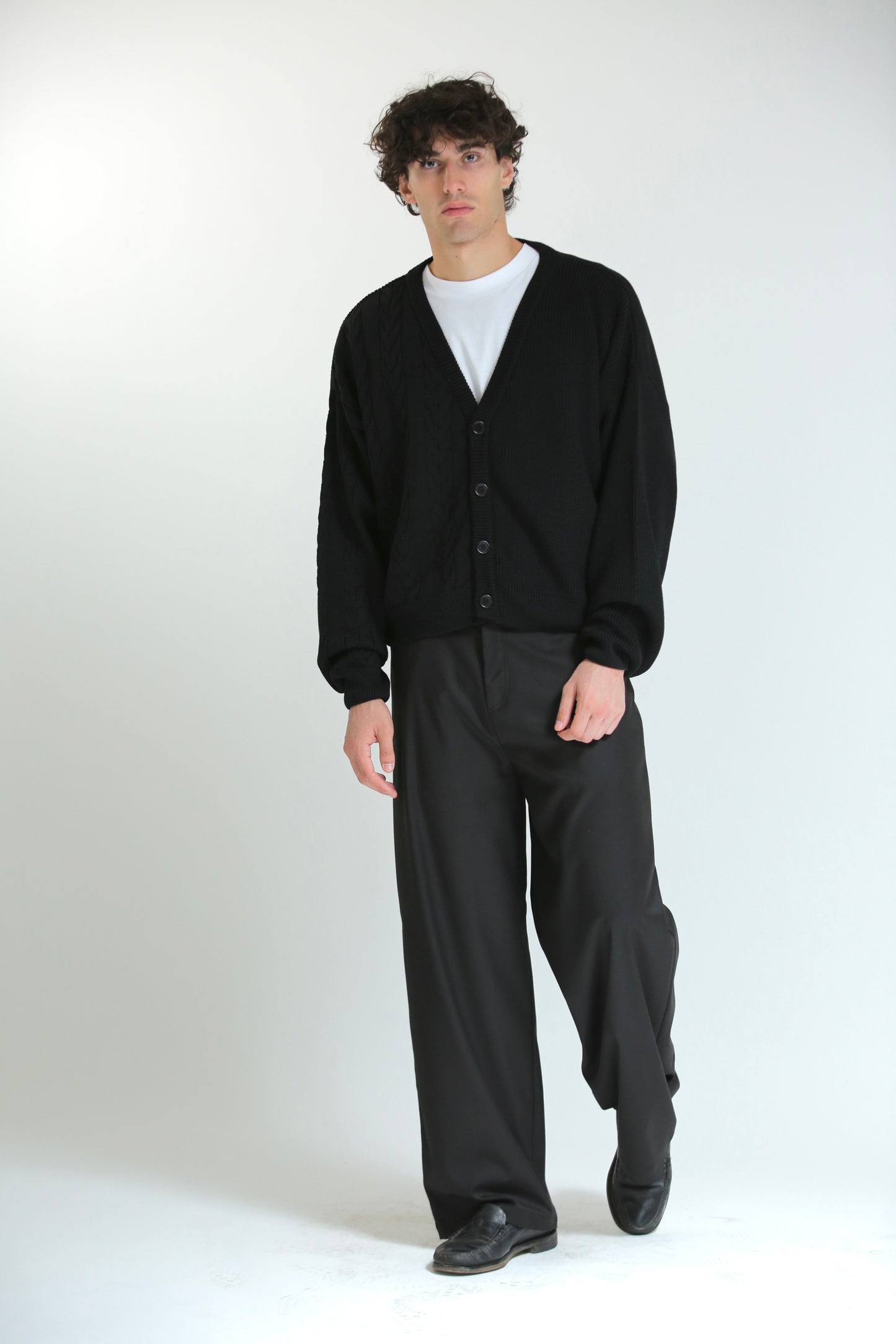 Cardigan crop metà intrecciato nero