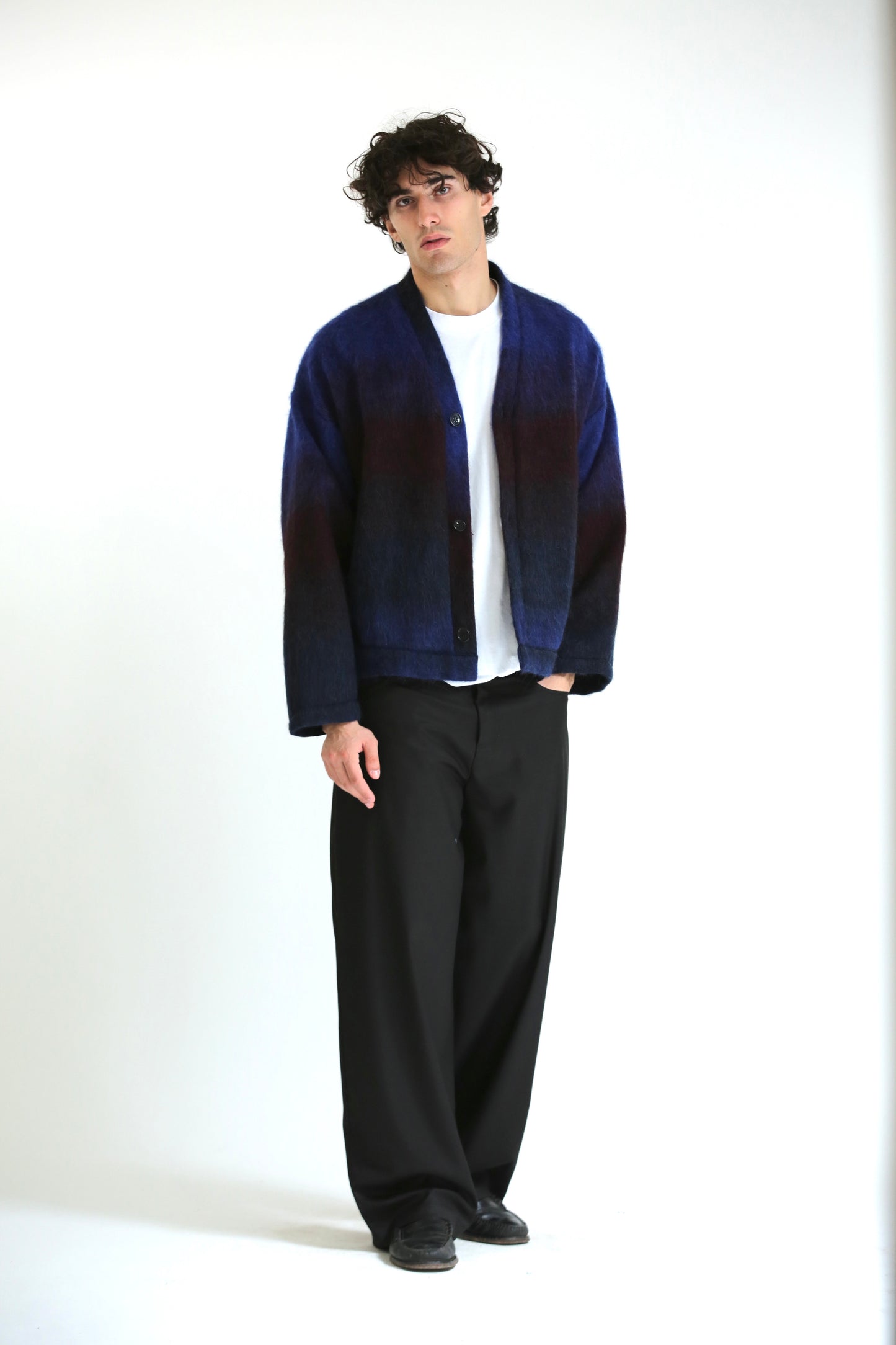 Cardigan mohair blu rosso