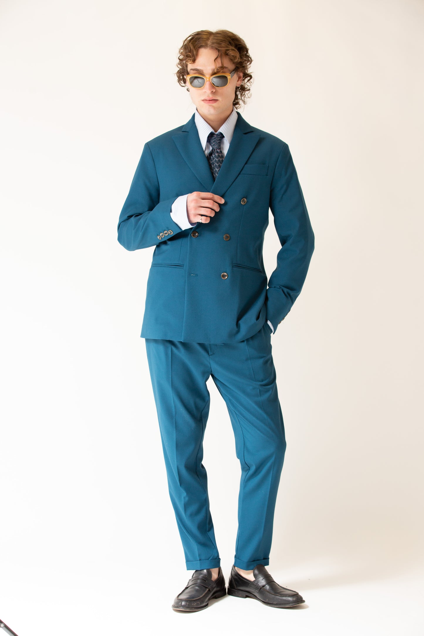 Pantalone fondo stretto ottanio uomo