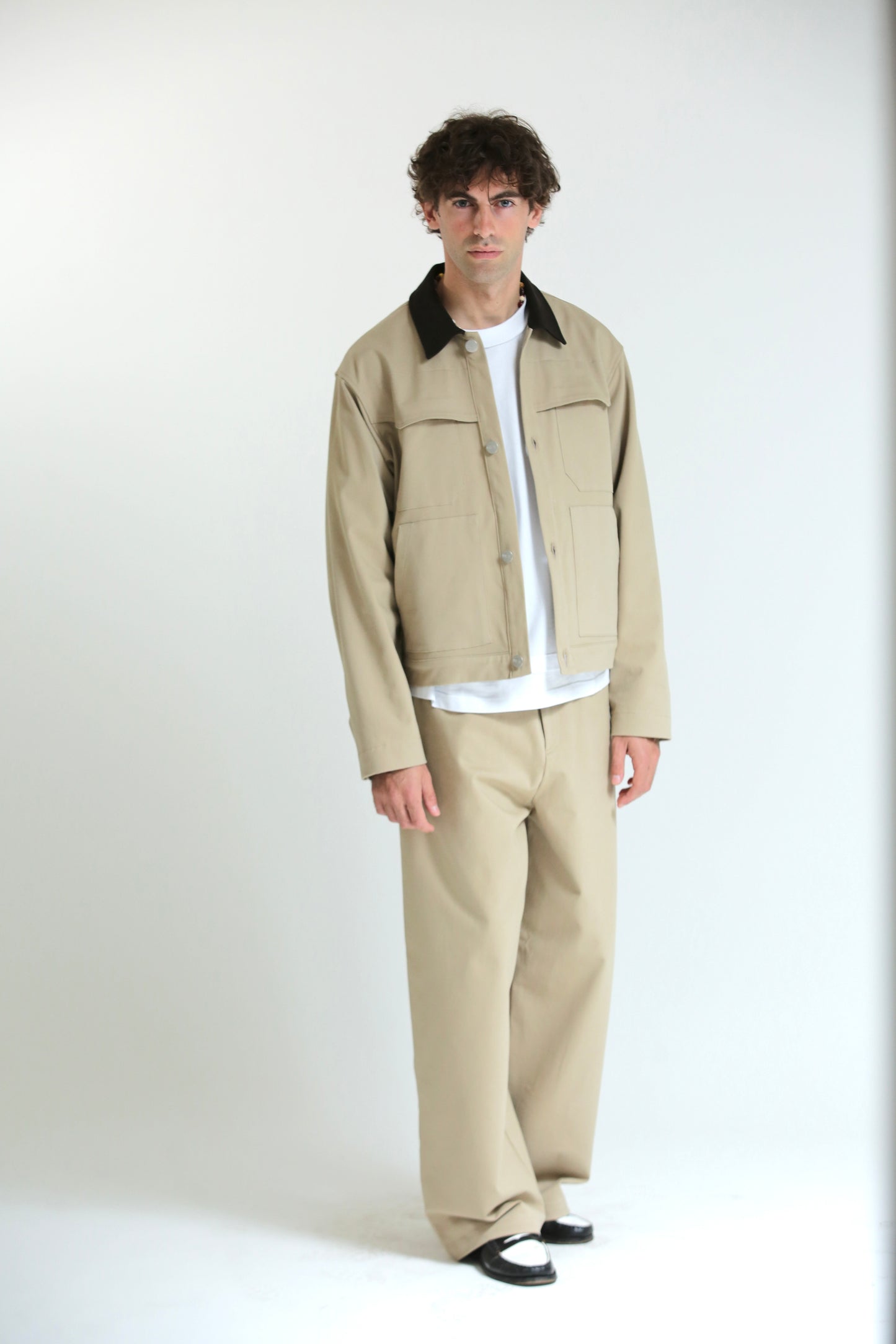 Pantalone Baggy in cotone beige