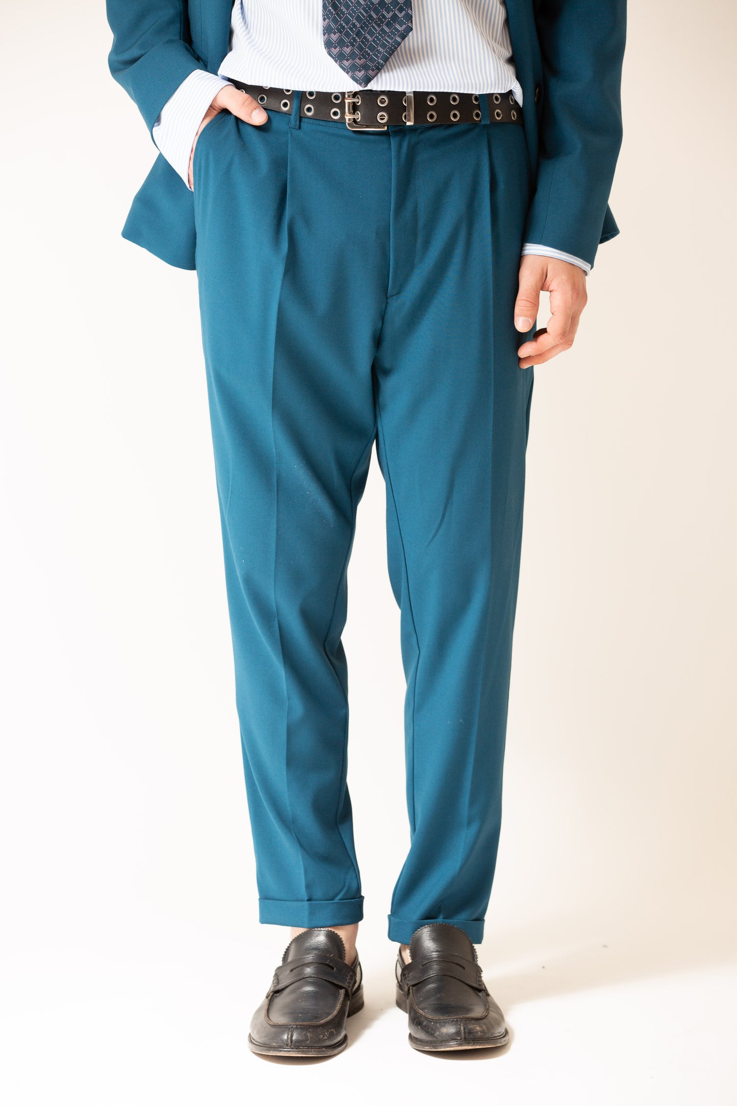 Pantalone fondo stretto ottanio uomo