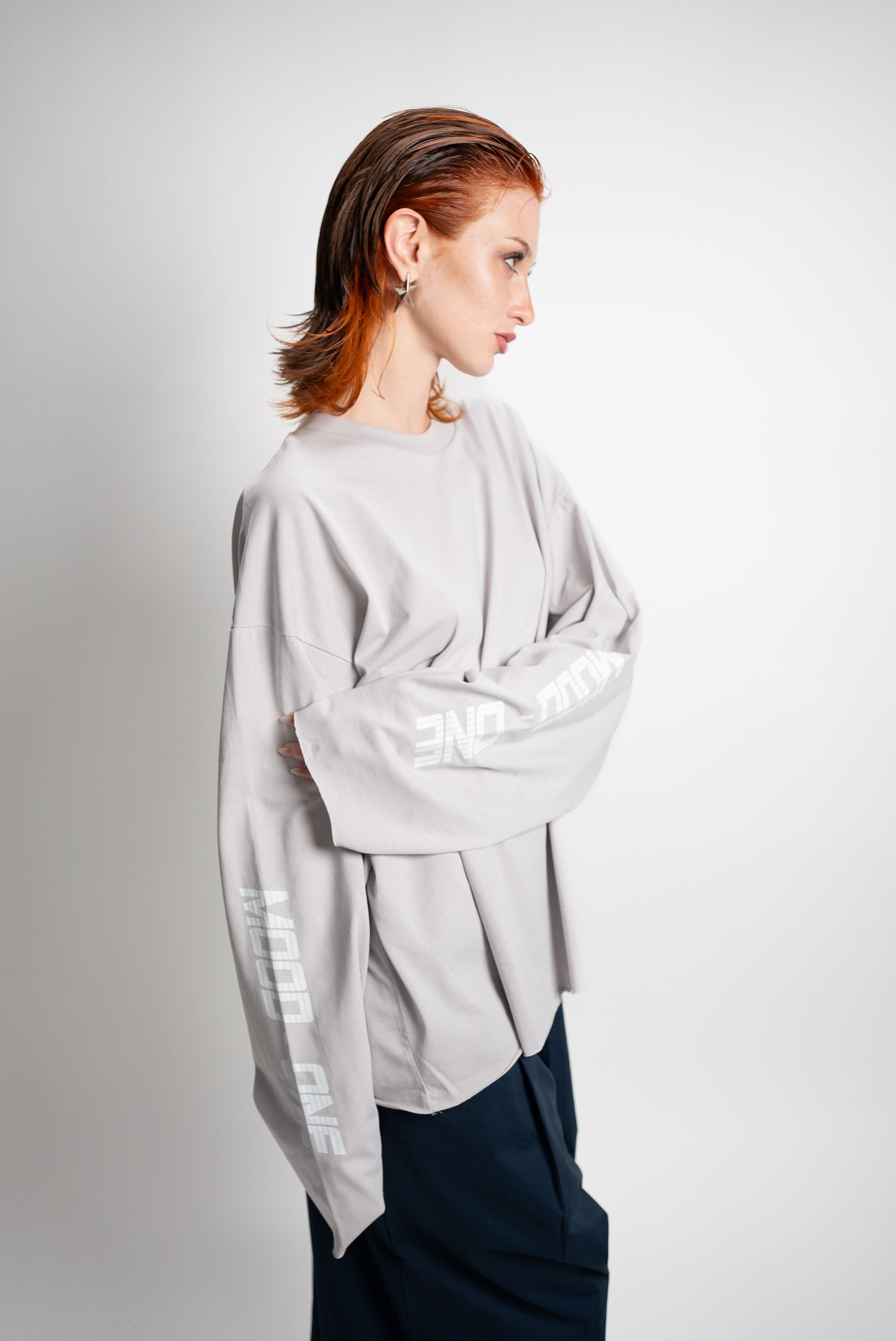 Long sleev unisex grigio perla