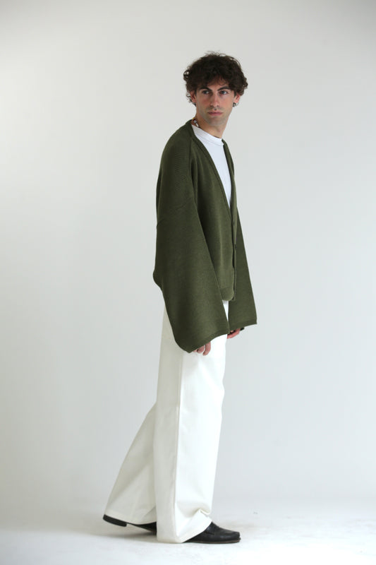 Cardigan crop over verde