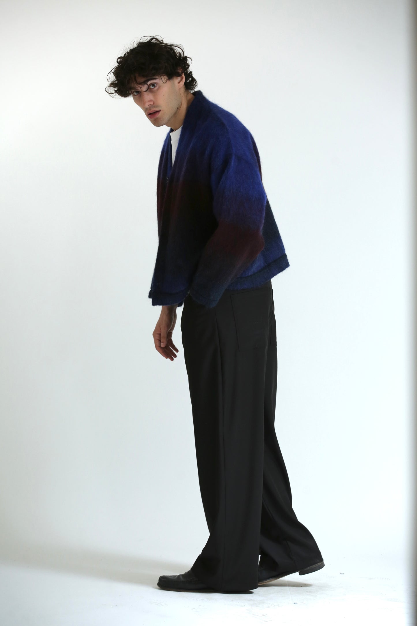 Cardigan mohair blu rosso