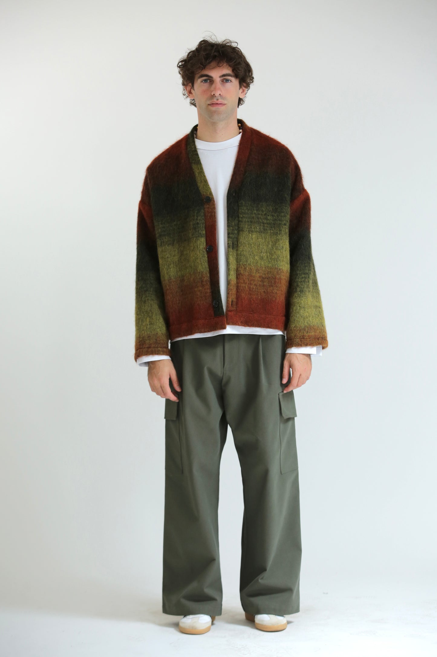 Cardigan mohair verde rosso