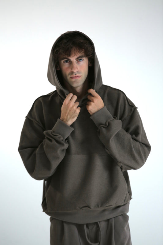 Felpa cappuccio REVERSIBILE moro