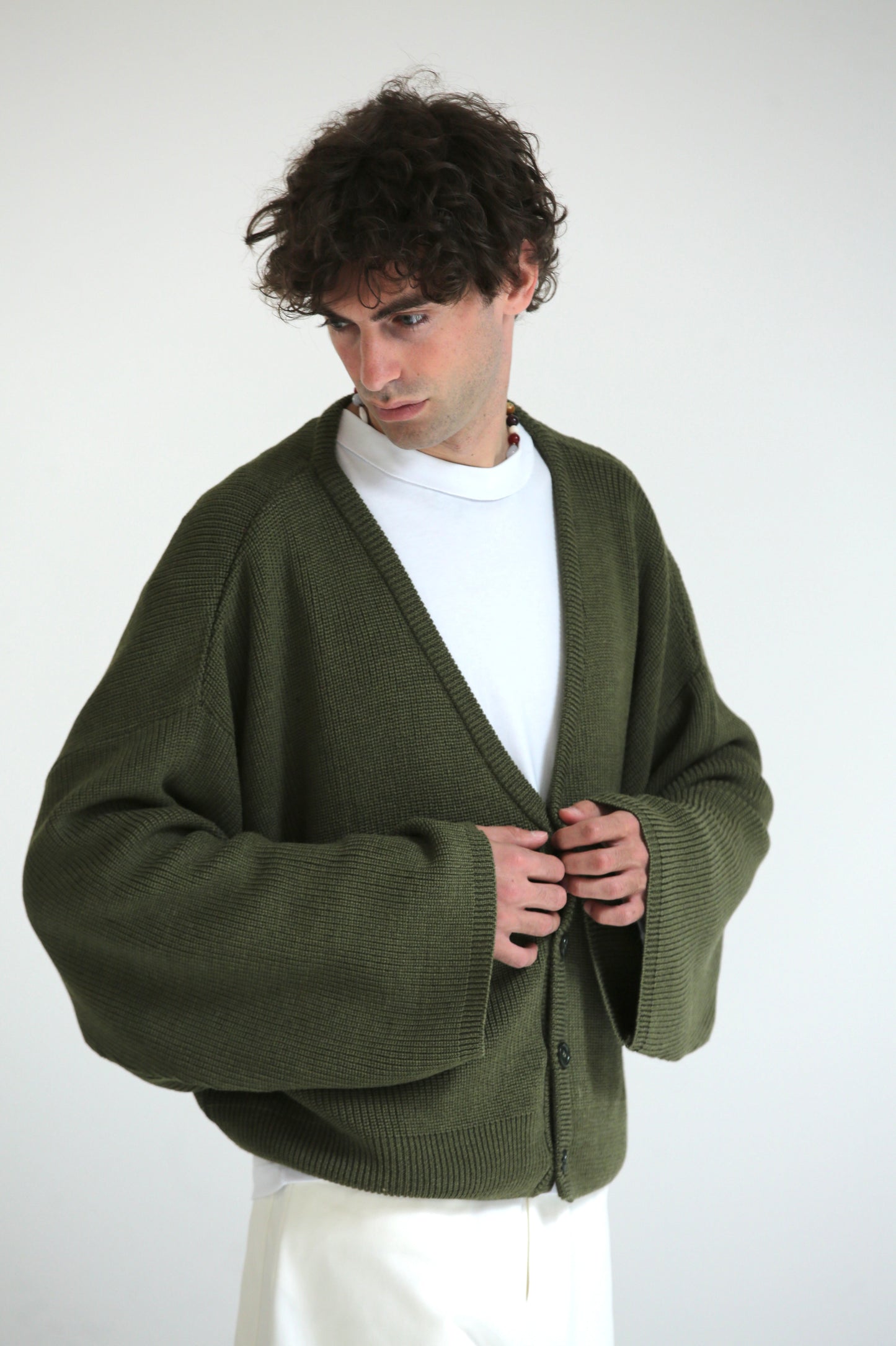 Cardigan crop over verde