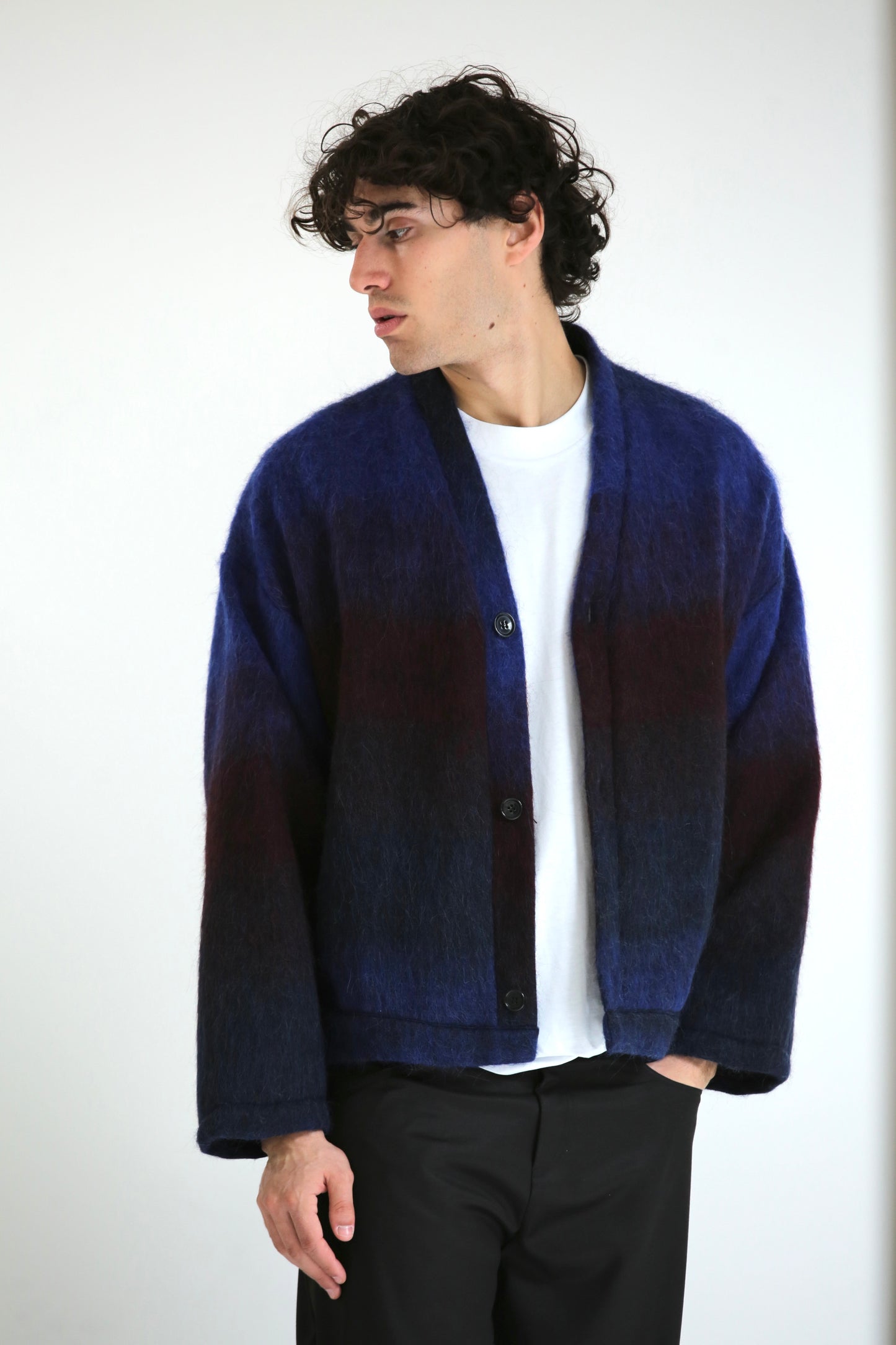 Cardigan mohair blu rosso