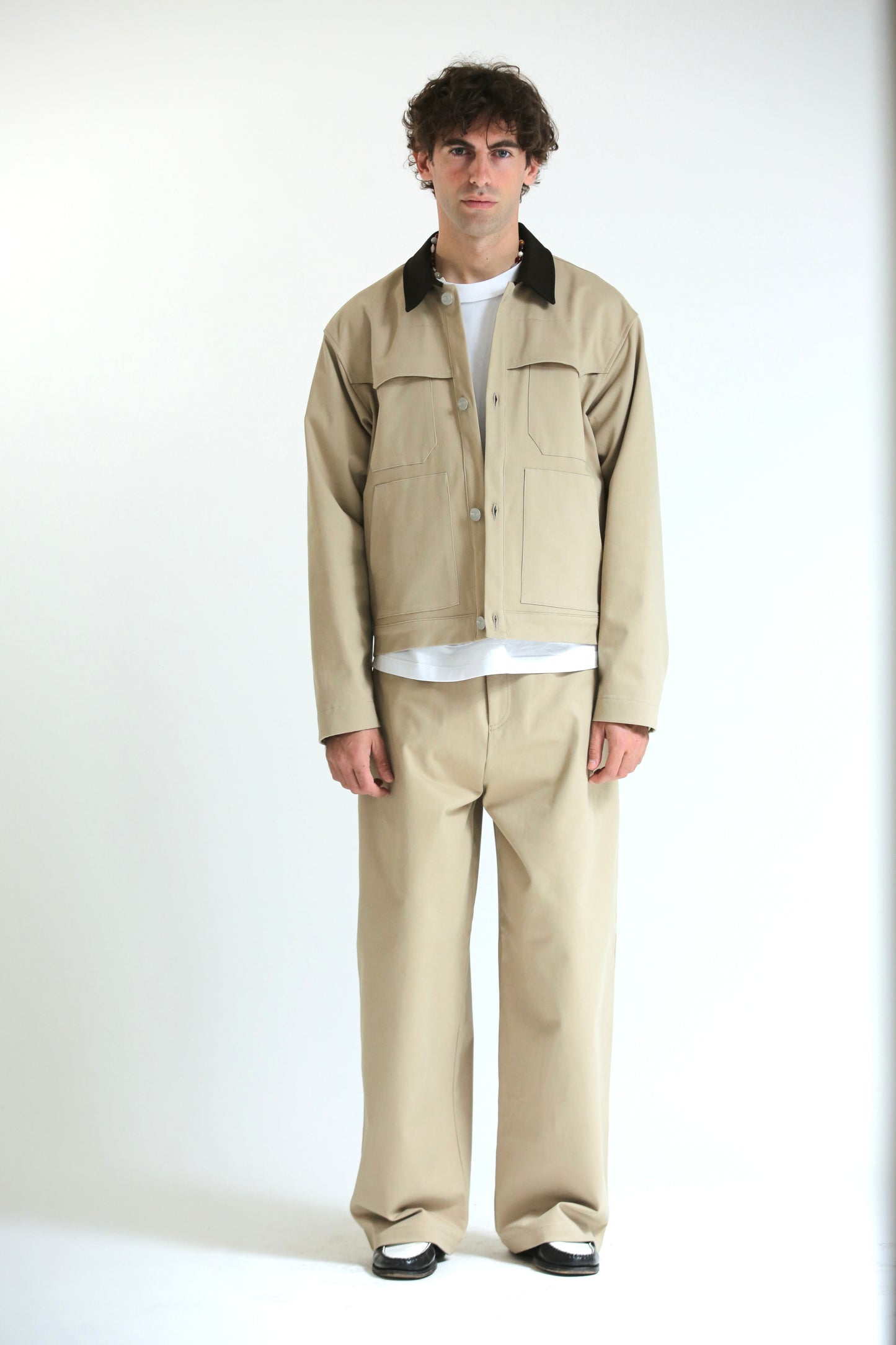 Pantalone Baggy in cotone beige