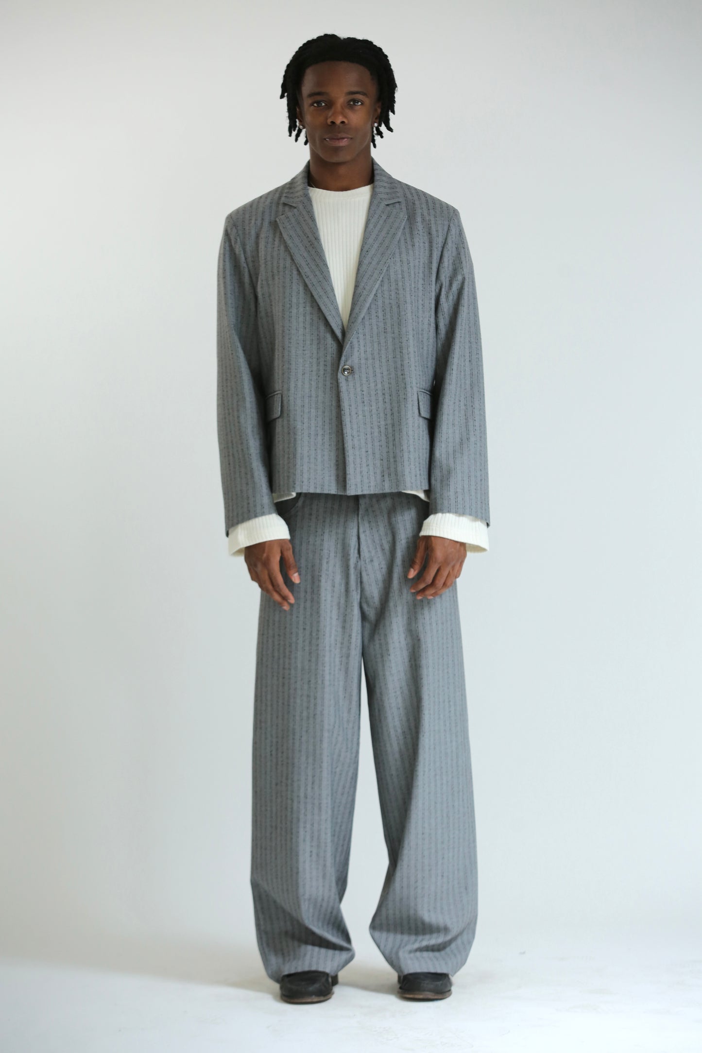 Pantalone Baggy grigio gessato