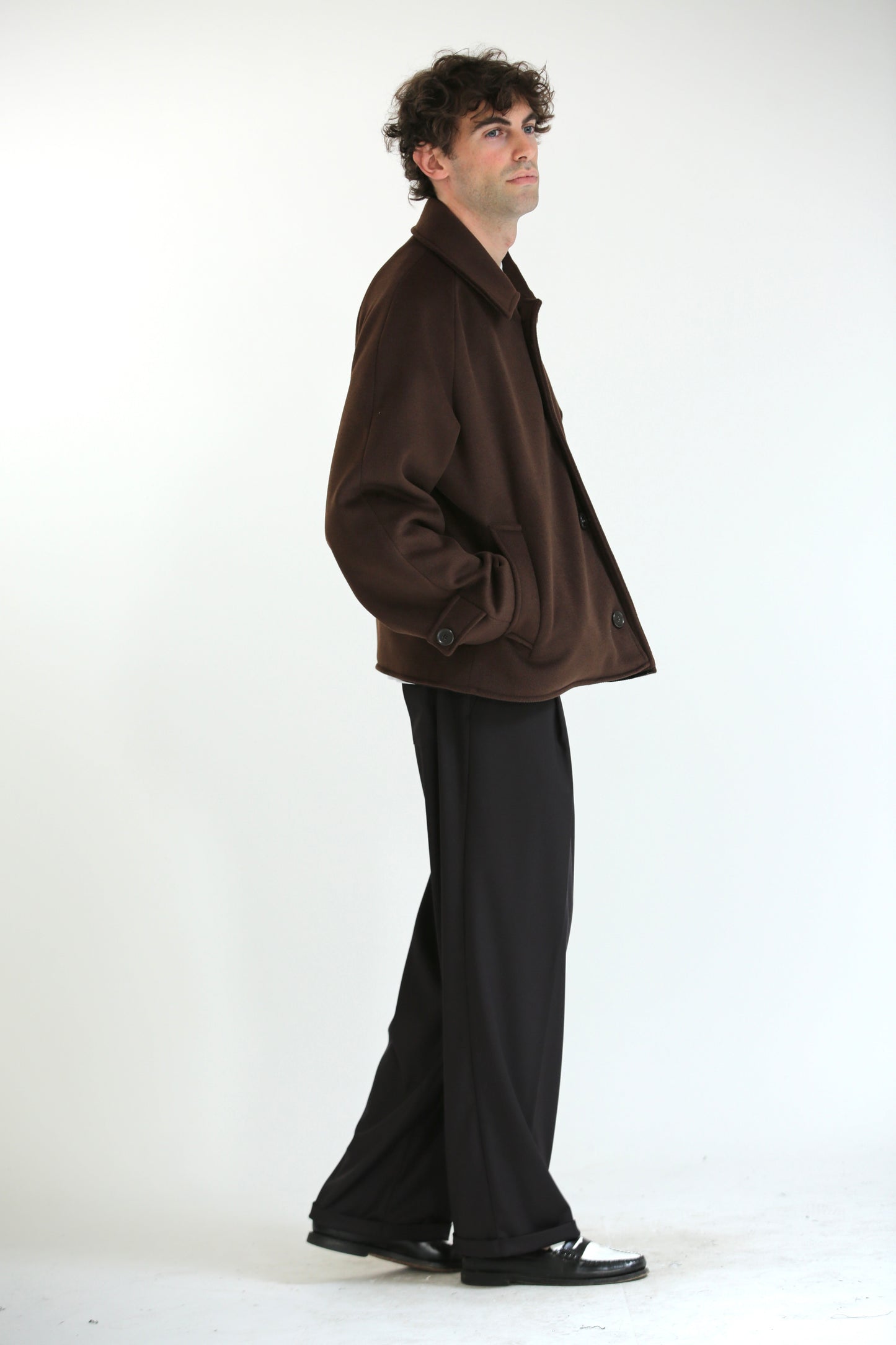 Pantalone vita alta fondo largo MORO