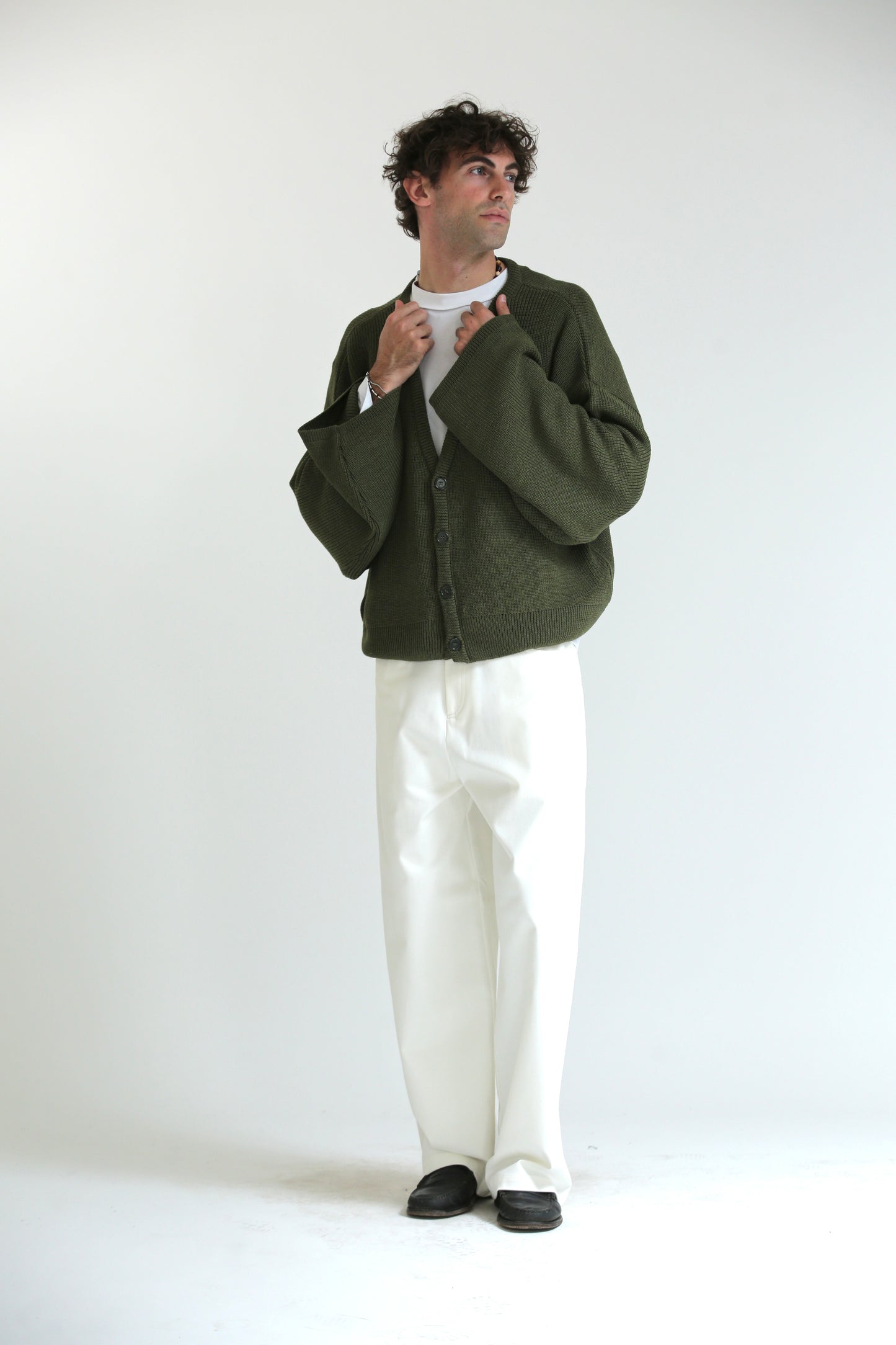 Cardigan crop over verde