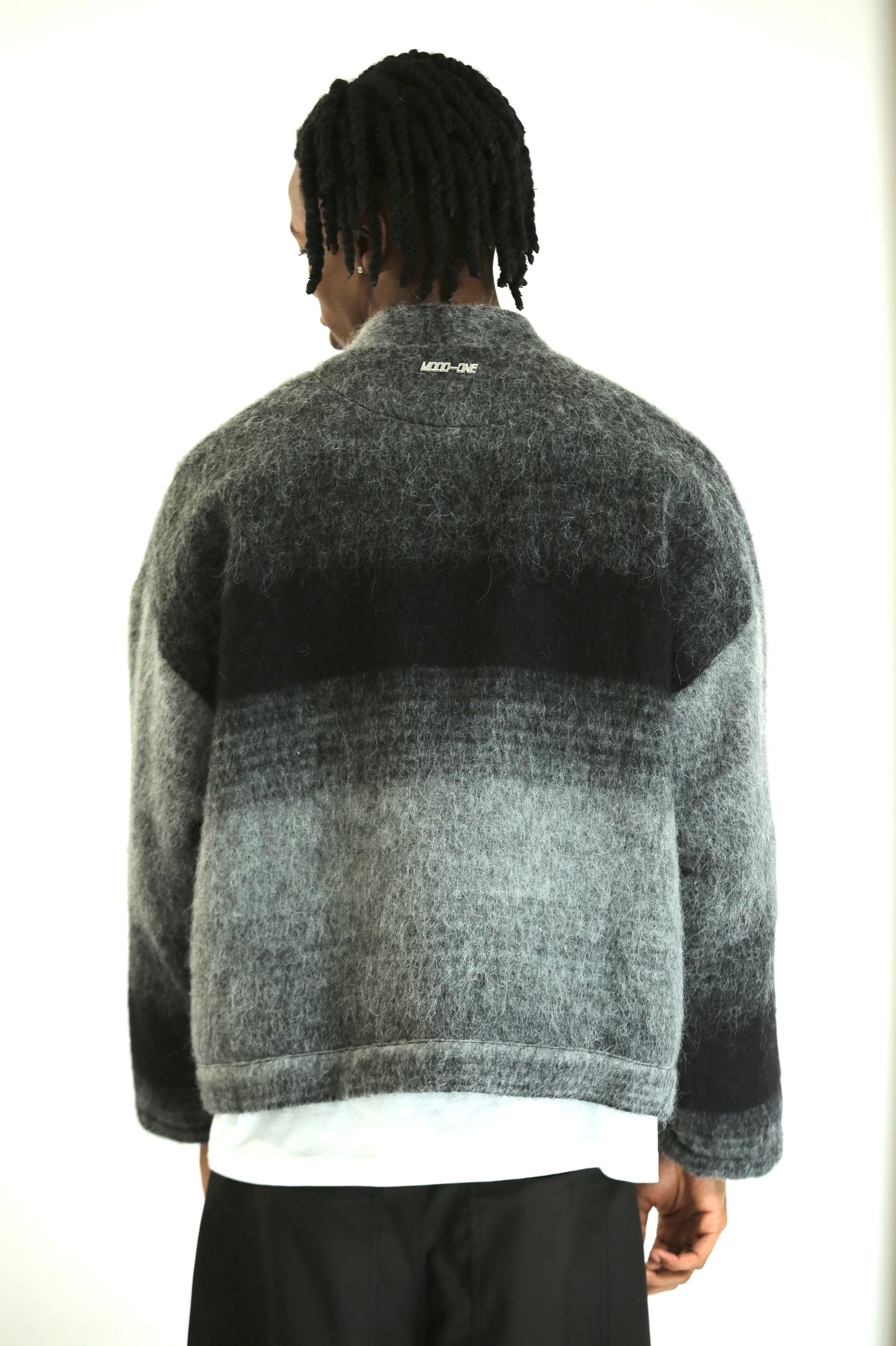 Cardigan mohair grigio nero
