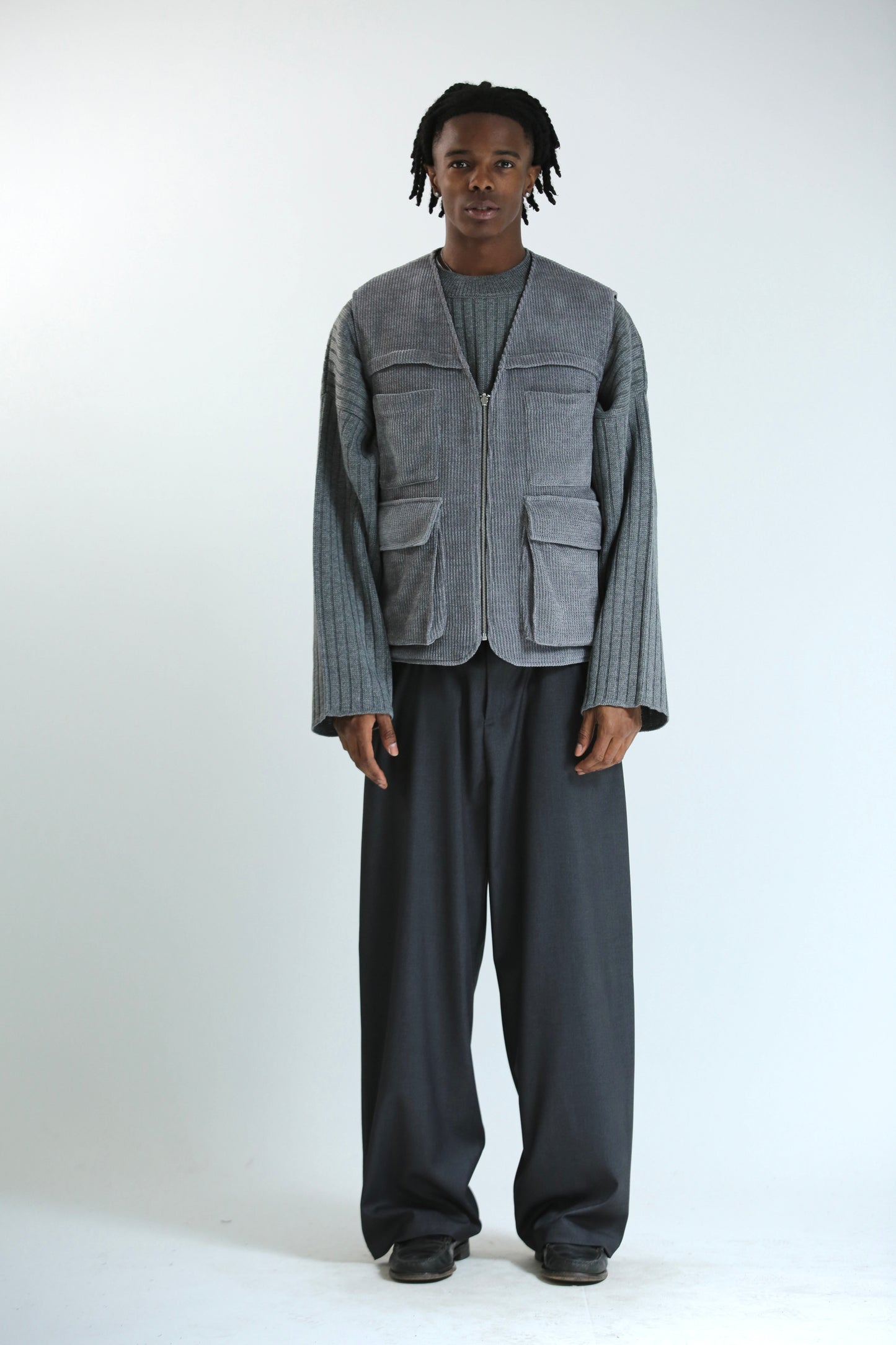 Gilet REVERSIBILE nero nylon / grigio ciniglia