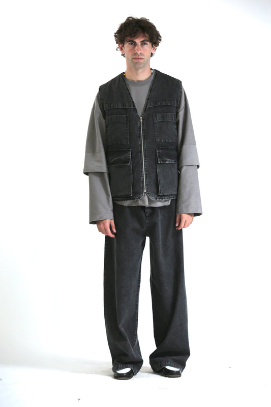 Gilet denim lavaggio black