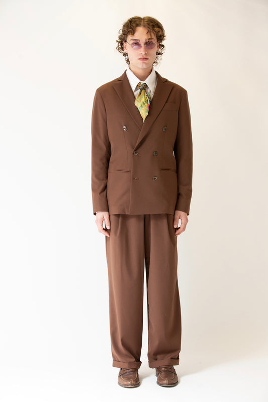 Pantalone vita alta fondo largo moro