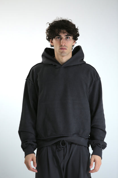 Felpa crop REVERSIBILE cappuccio piombo