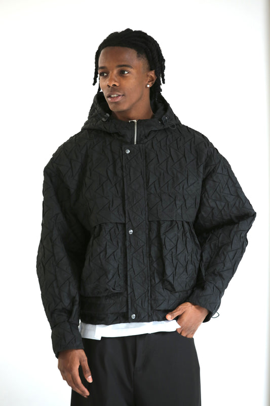 Bomber crop trapuntato nero